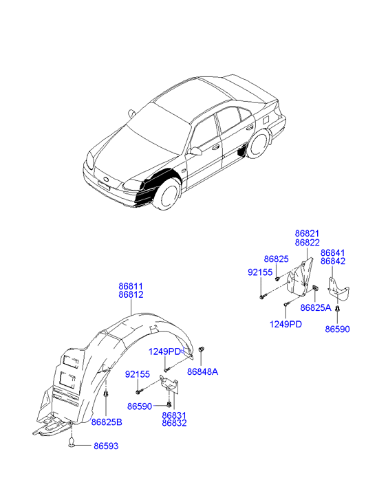 Подкрылок передний левый Hyundai Accent (2001-2006)