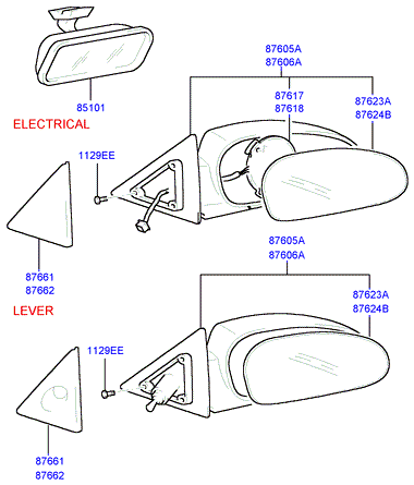 Зеркало левое Hyundai Sonata 4 (2001-2012)