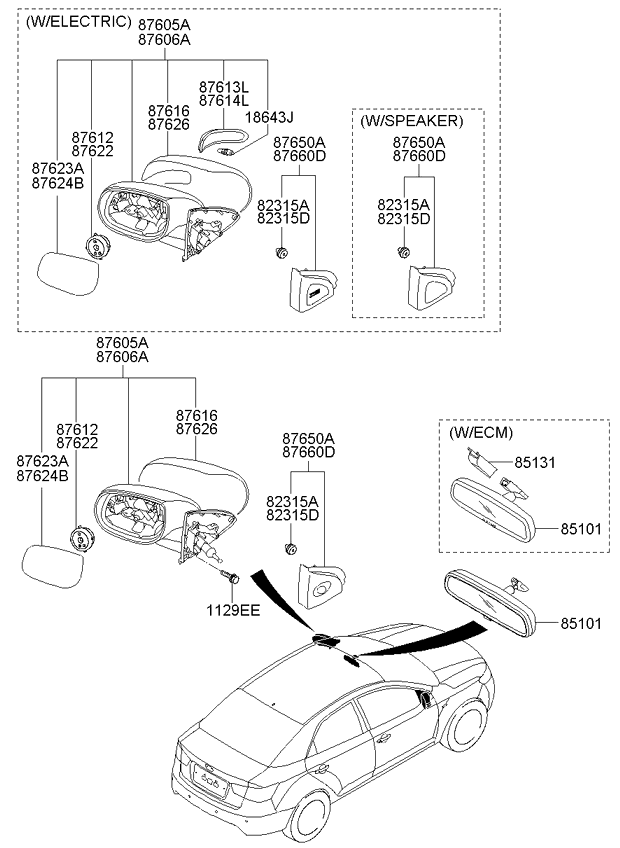 Зеркало правое электрическое KIA Cerato 2 (2009-2013)