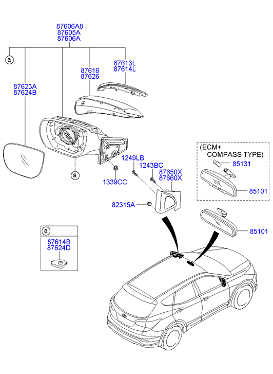 Зеркало левое электрическое Hyundai Santa Fe 3 (2012-н.в.)