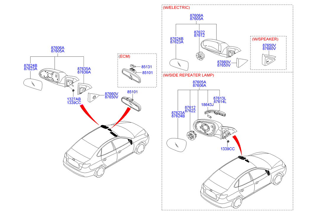 Элемент зеркала электрического левый Hyundai i30 I (2007-2012)