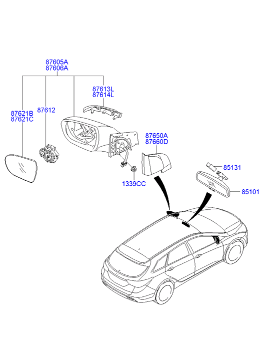 Элемент зеркала правый Hyundai i40 (2012-н.в.)