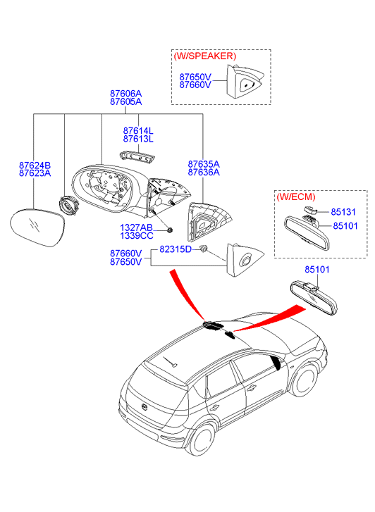 Зеркало правое электрическое Hyundai i30 I (2007-2012)