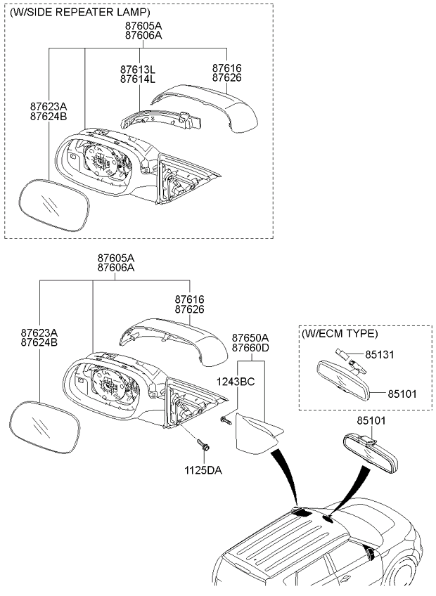 Зеркало правое электрическое KIA Soul 2 (2014-н.в.)