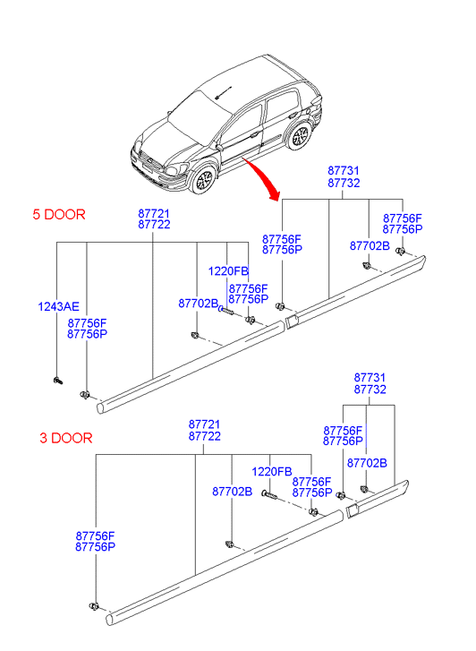 Молдинг двери передней левой Hyundai Getz (2002-2011)