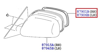 Элемент зеркала правый Toyota Camry v40 (2006-2011)