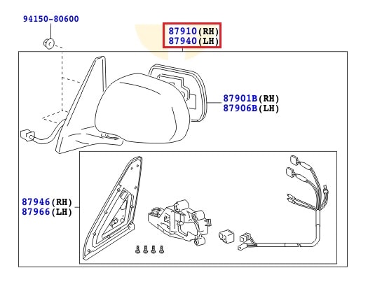 Зеркало левое Toyota Prado 120 (2002-2009)