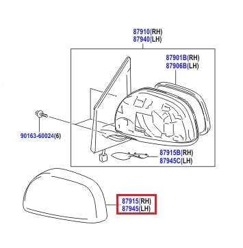 Корпус зеркала левого Toyota Rav 4 III (2005-2013)