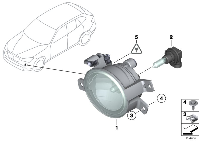 Фара противотуманная (ПТФ) правая BMW X1 E84 (2009-2015)