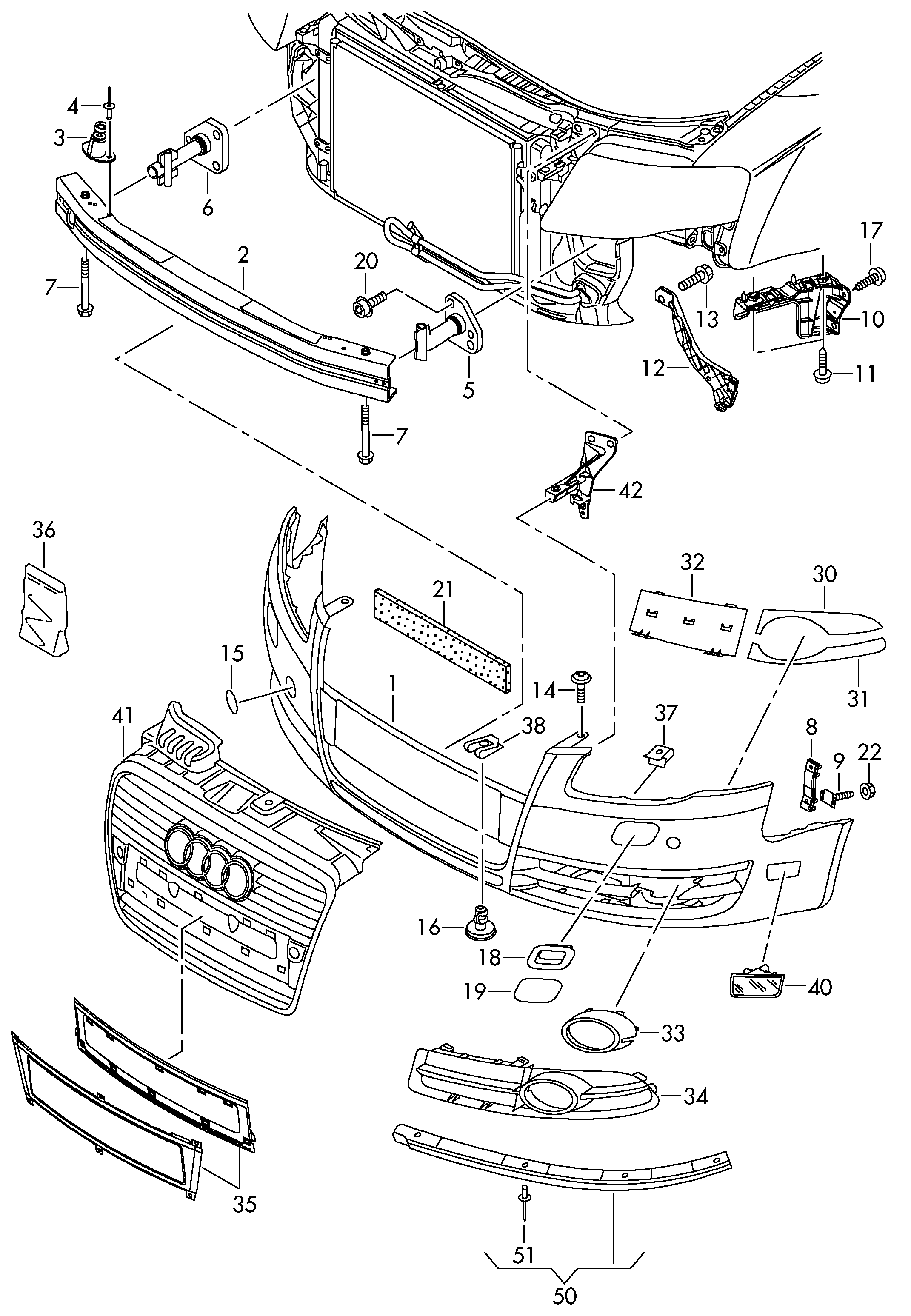 Бампер передний Audi A4 B7 (2004-2007)