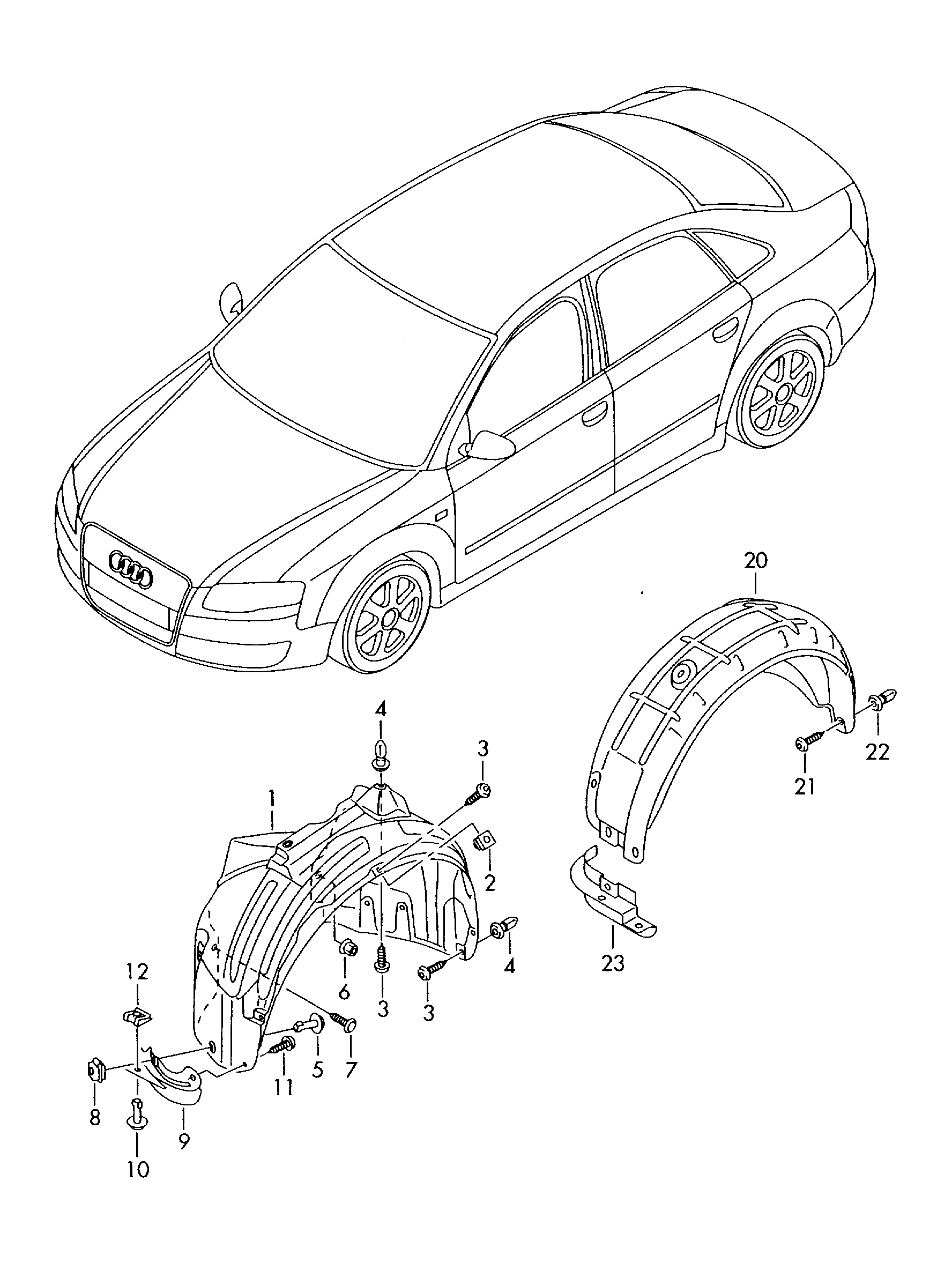 Подкрылок задний левый Audi A4 B7 (2004-2007)