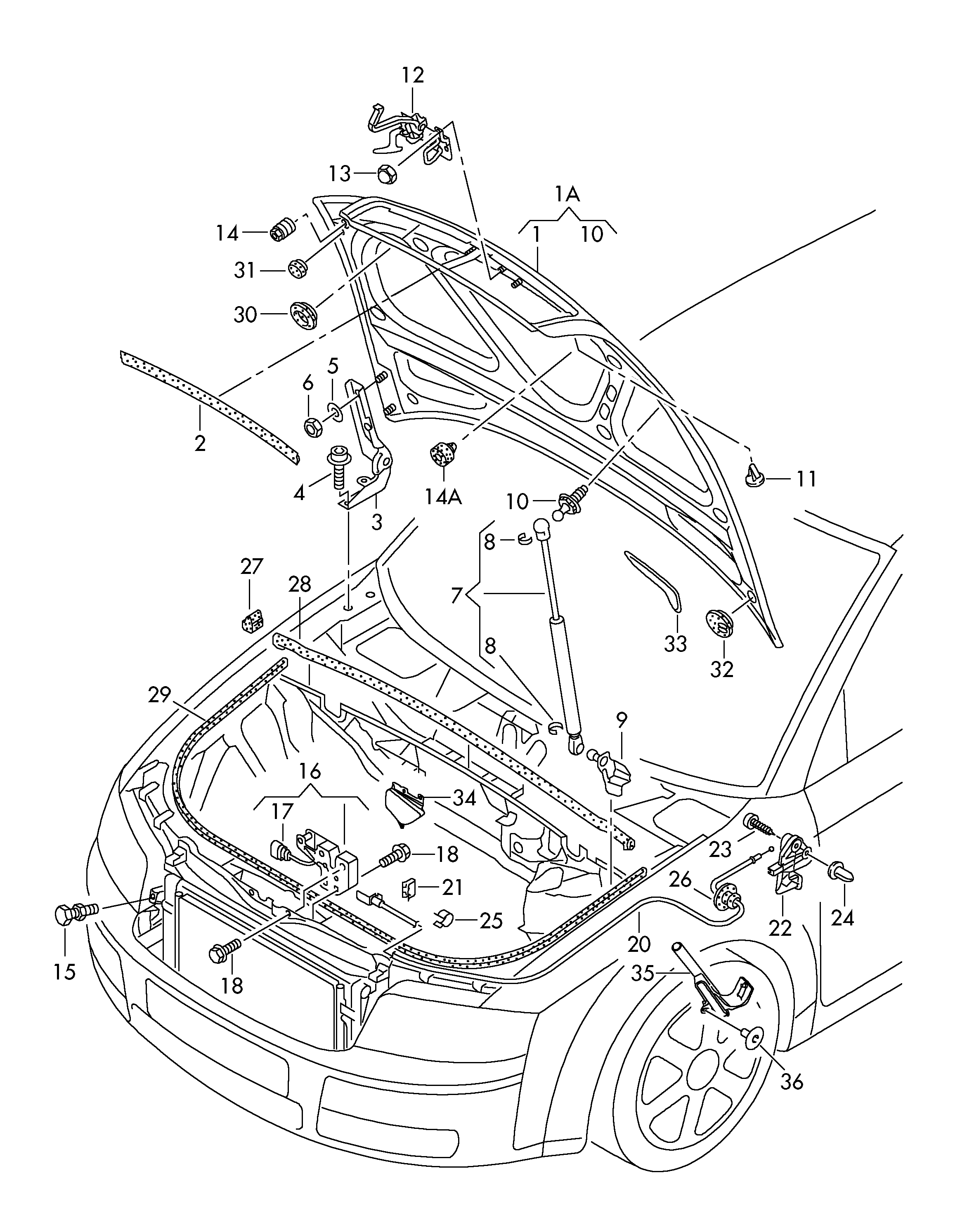 Замок капота Audi A4 B7 (2004-2007)