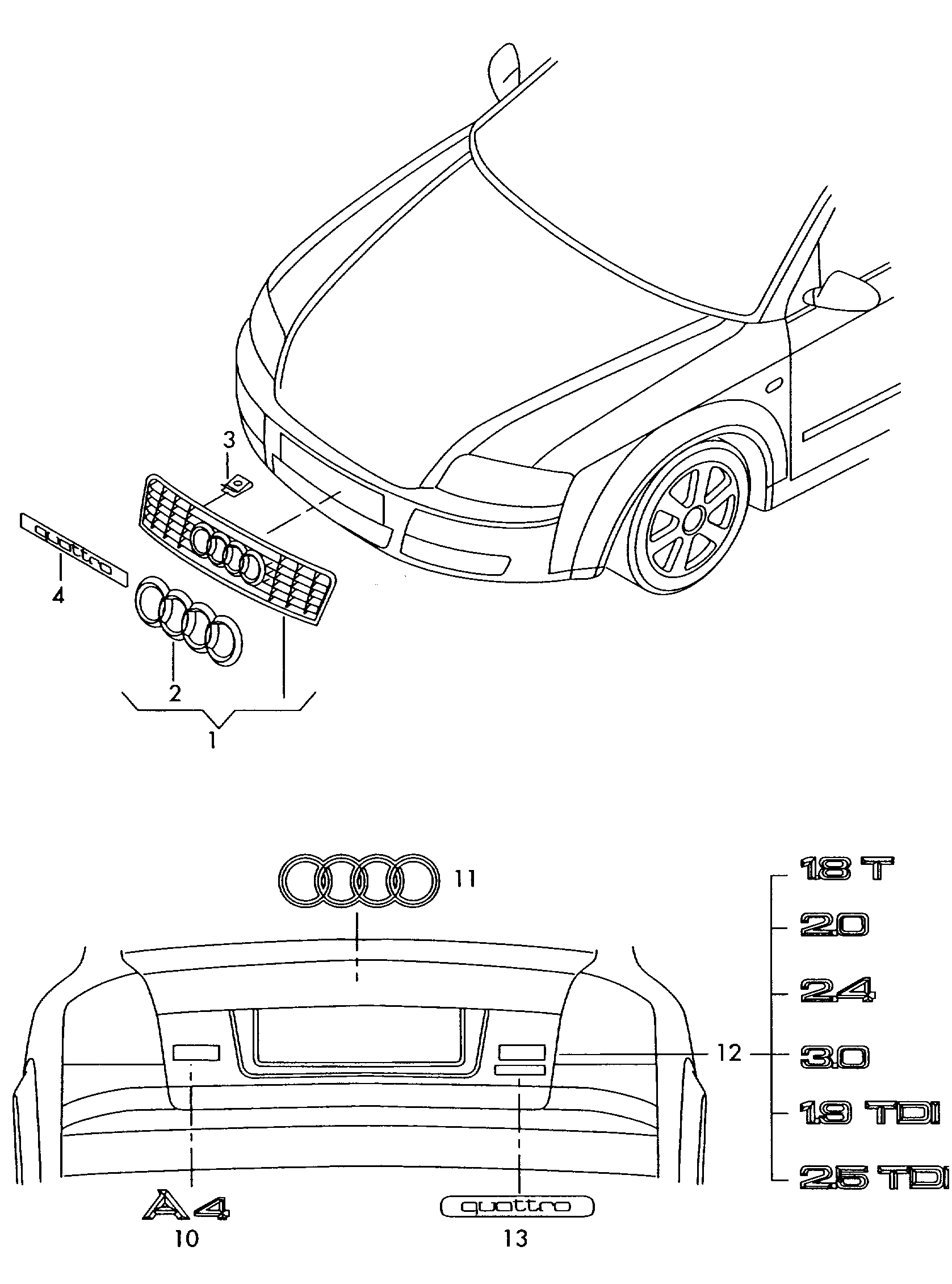 Решетка радиатора Audi A4 B7 (2004-2007)