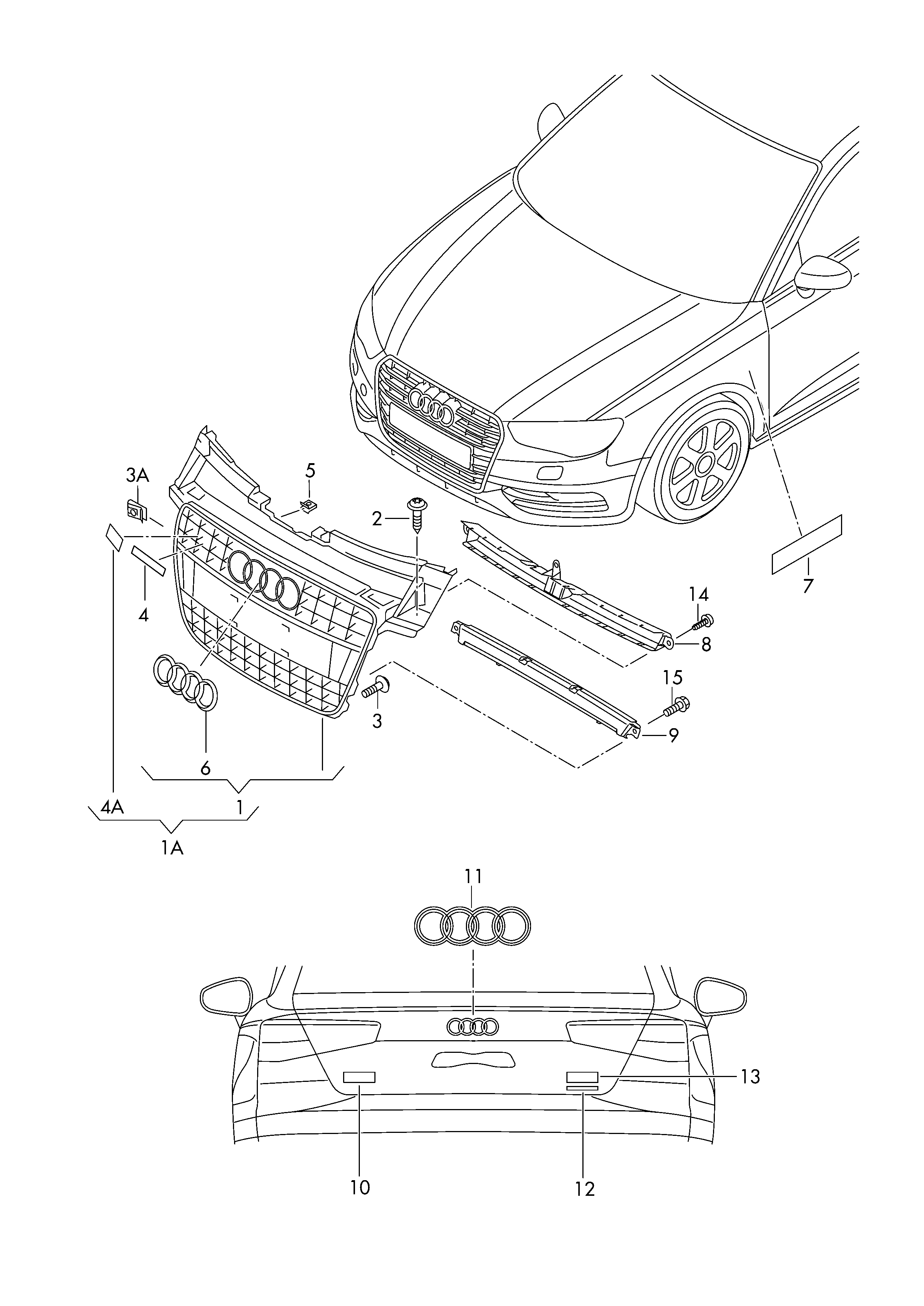 Решетка радиатора Audi A4 B8 (2007-2015)