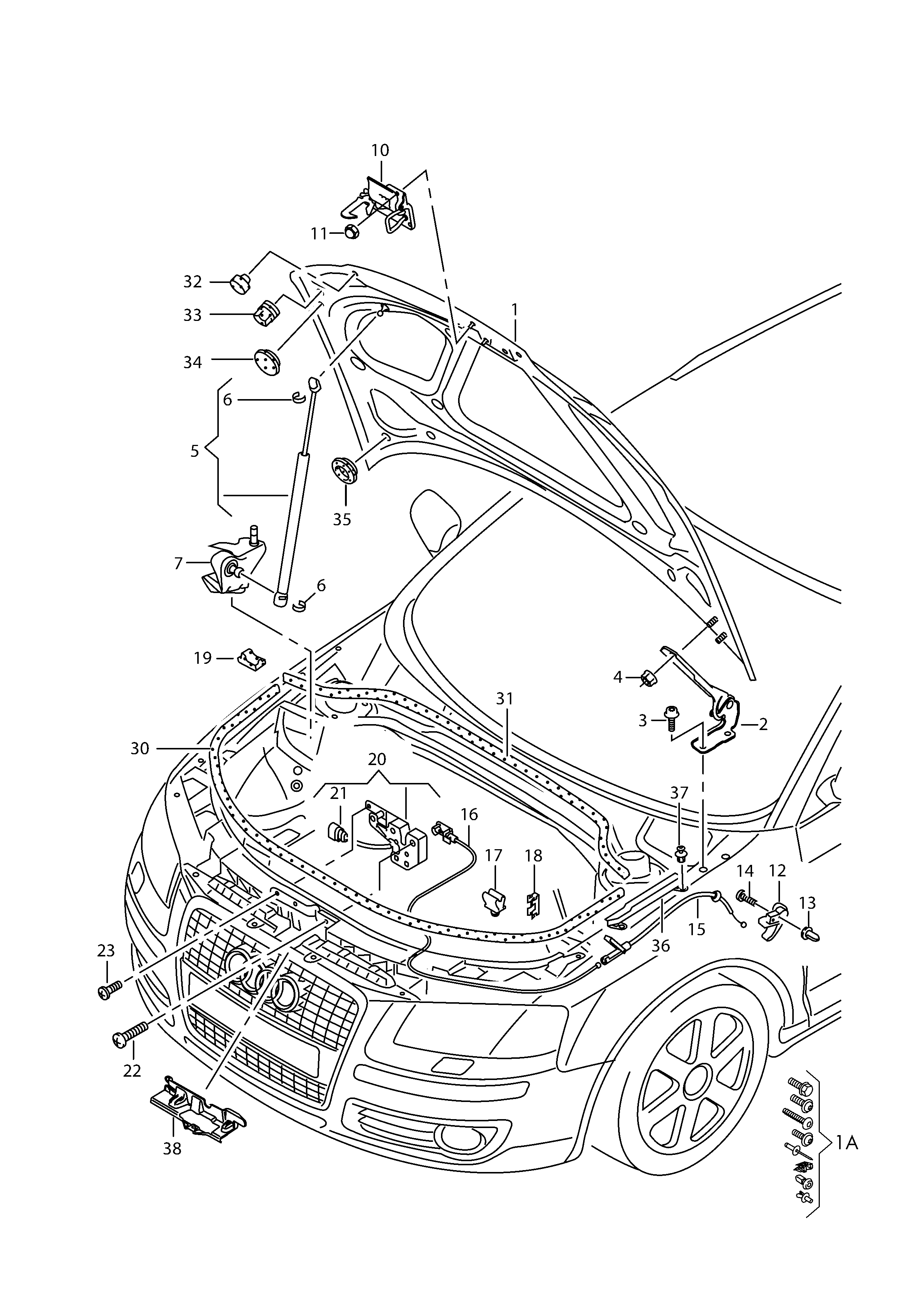 Замок капота Audi A3 8P (2003-2013)