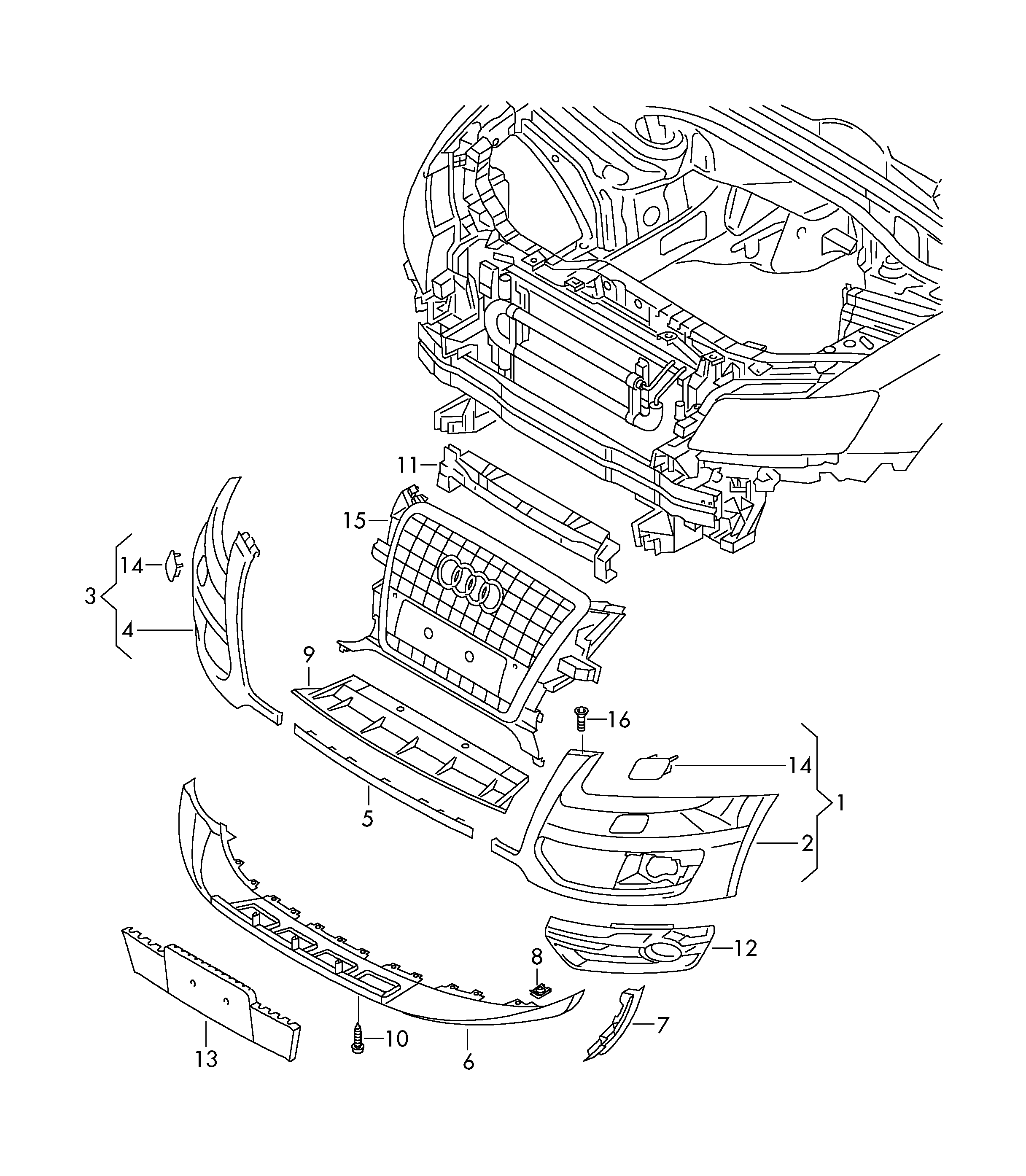 Спойлер бампера переднего Audi Q5 8R (2008-2017)