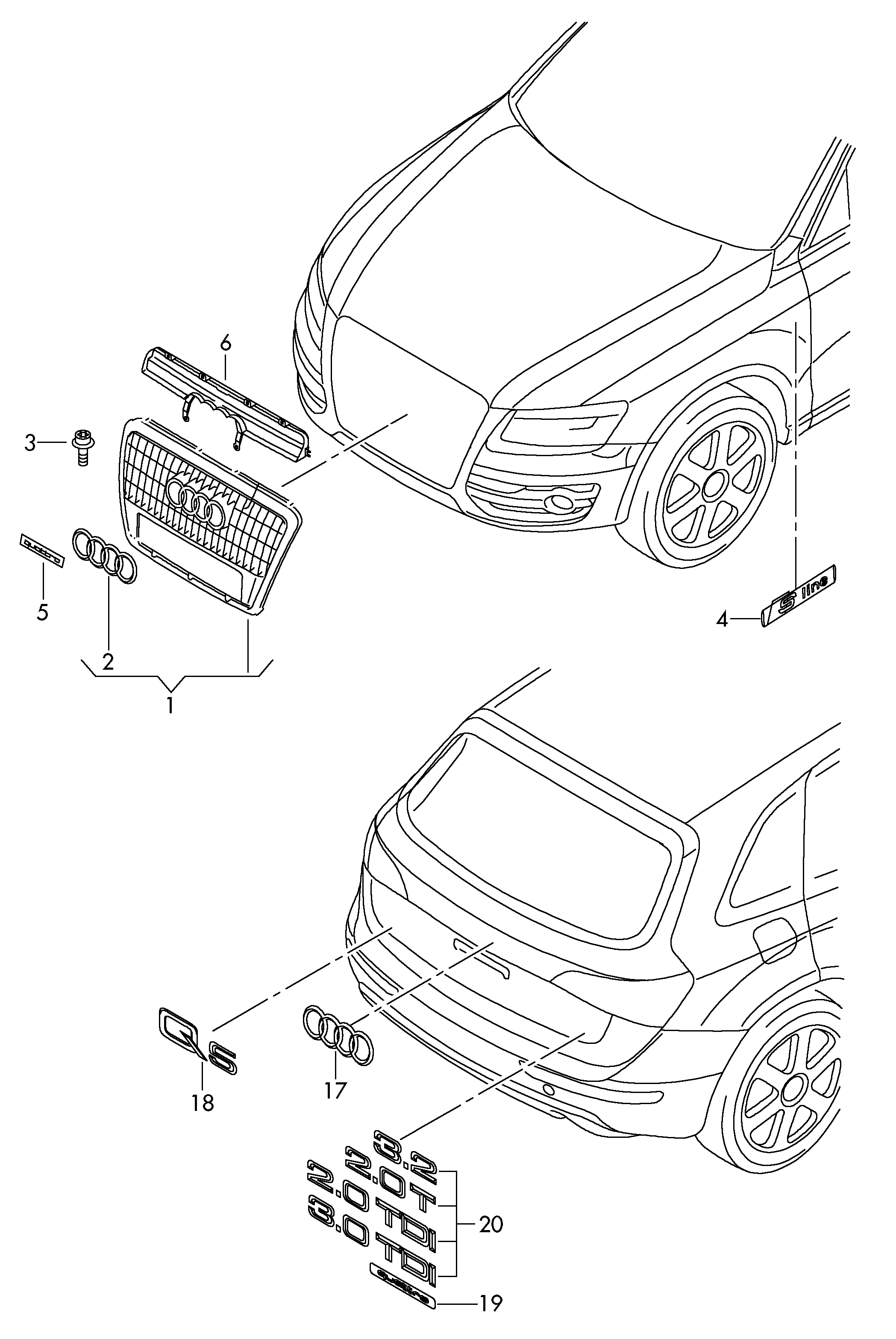 Решетка радиатора Audi Q5 8R (2008-2017)