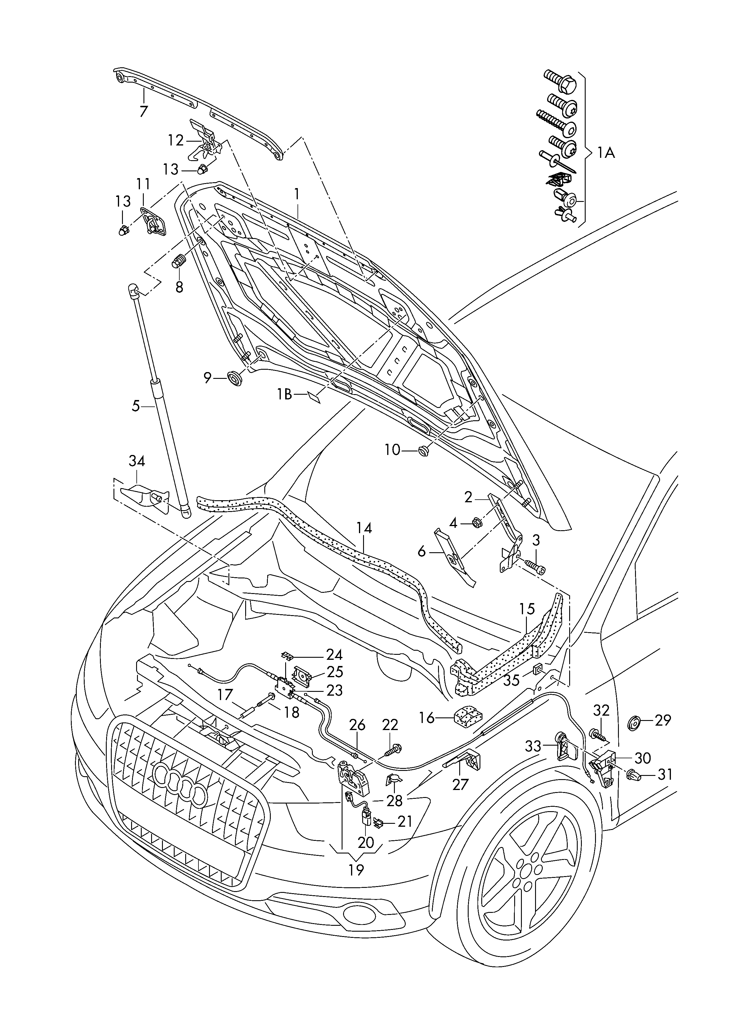 Замок капота Audi Q3 8U (2011-2017)