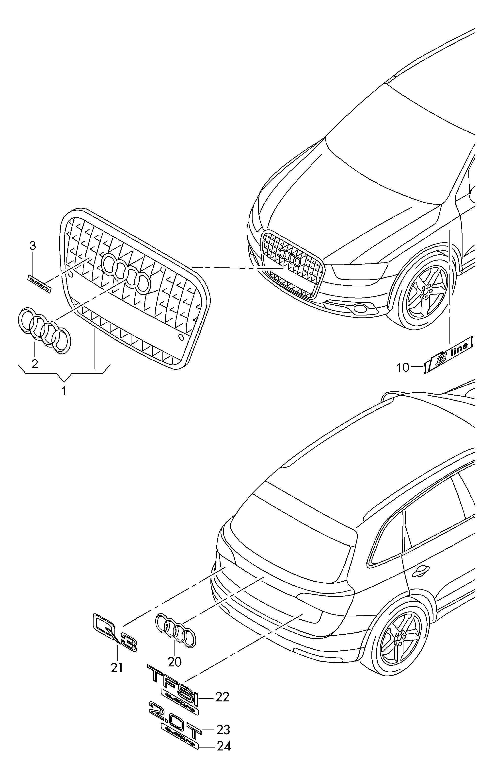 Решетка радиатора Audi Q3 8U (2011-2017)