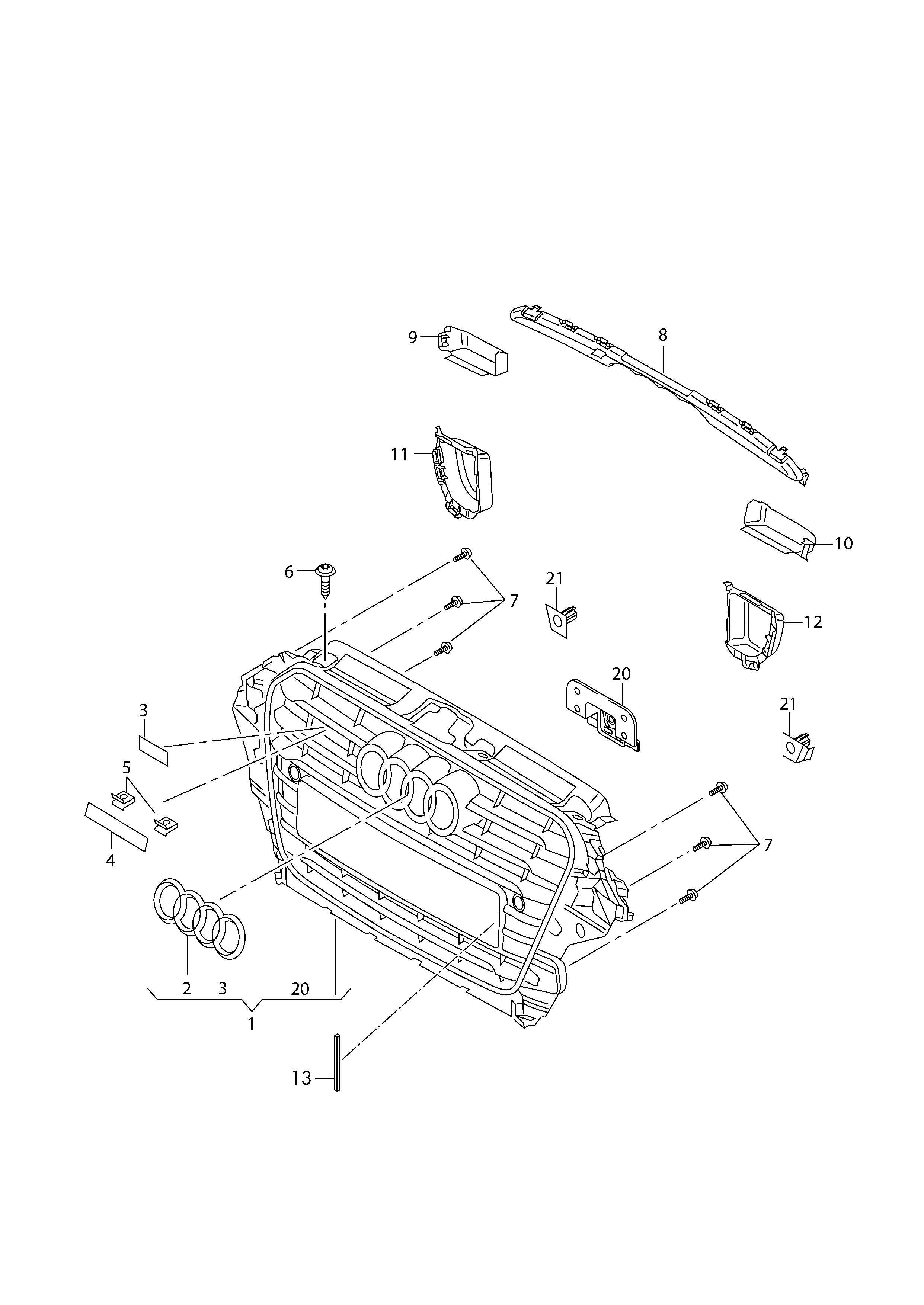 Решетка радиатора Audi A3 8V (2012-н.в.)