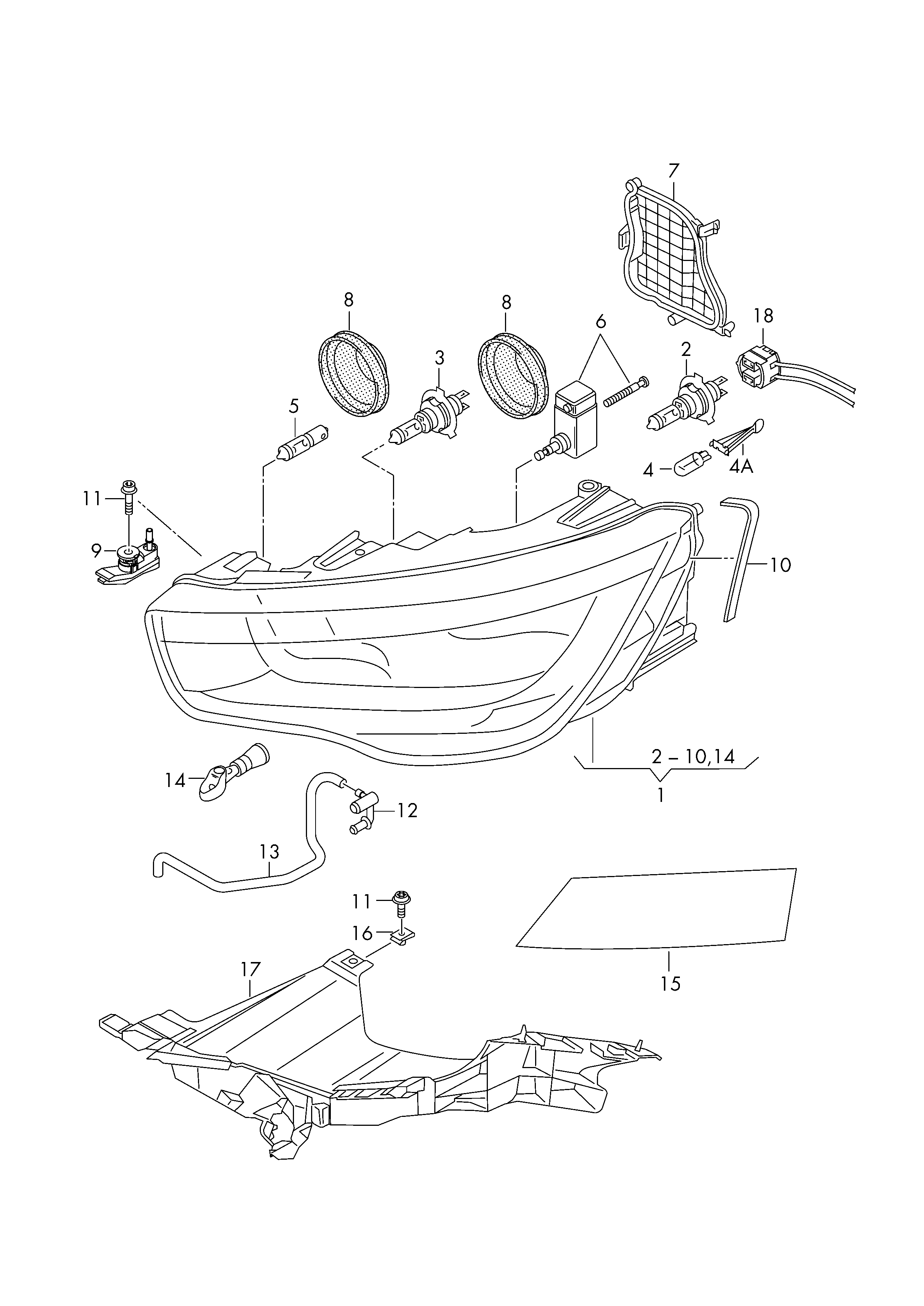 Фара правая Audi A1 8X (2010-2017)