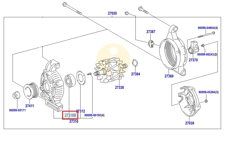 Подшипник генератора Toyota L Cruiser 200 (2007-2015)