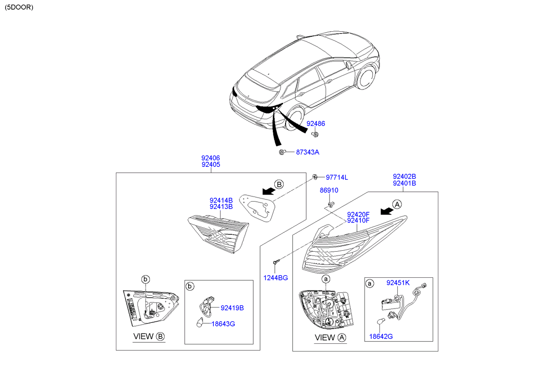 Фонарь левый внутренний (корпус) Hyundai i40 (2012-н.в.)