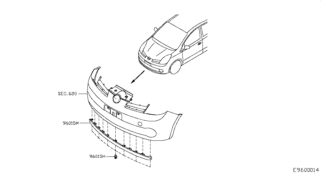 Спойлер бампера переднего Nissan Note (2005-2009)