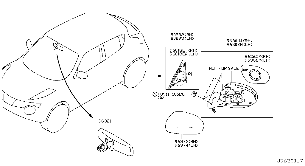 Зеркало правое Nissan Juke F15 (2010-2017)