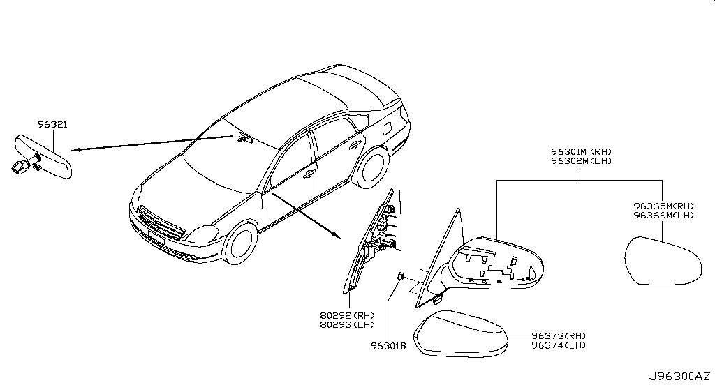 Зеркало правое Nissan Teana J31 (2003-2008)