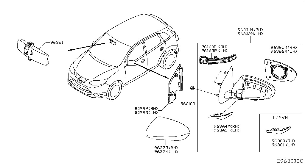 Зеркало правое Nissan Qashqai J11 (2013-2017)