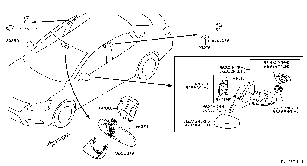 Зеркало правое Nissan Sentra B17 (2012-2017)