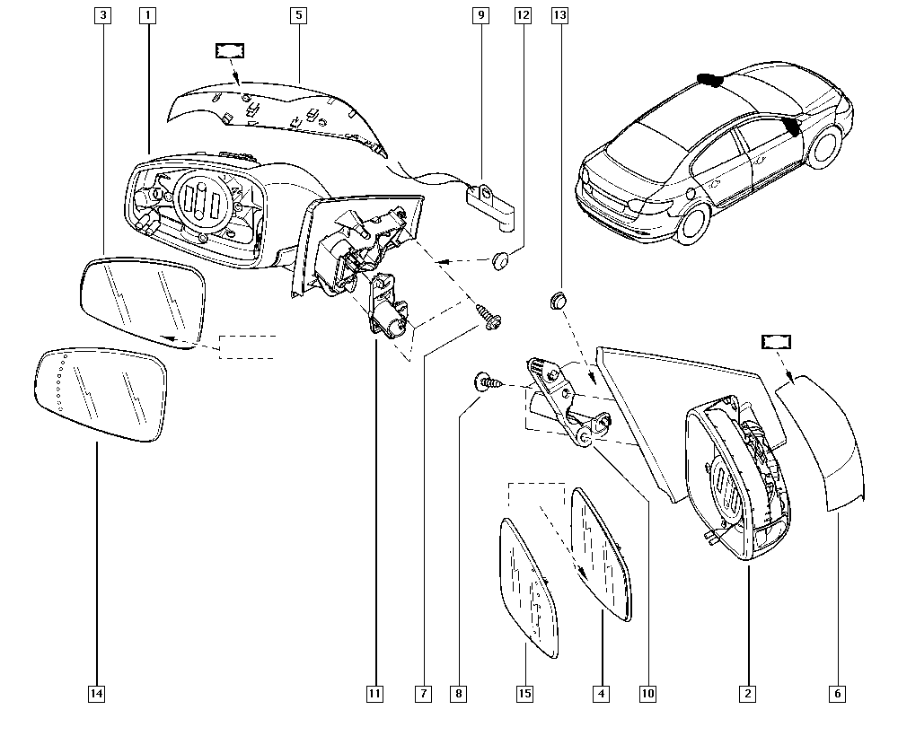 Зеркало правое корпус Renault Megane 3 (2009-2014)