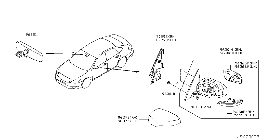 Элемент зеркала правый Nissan Teana J32 (2008-2014)