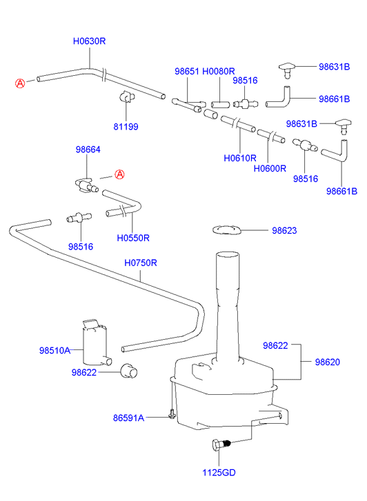 Бачок омывателя Hyundai Sonata 4 (2001-2012)