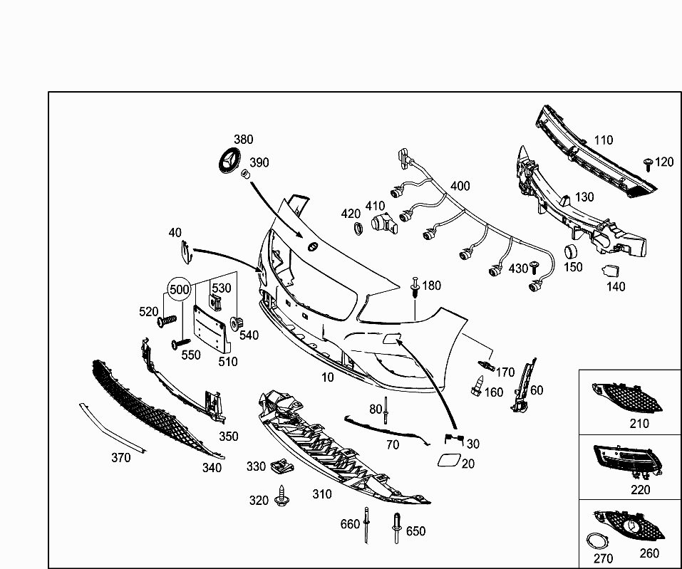 Решетка бампера переднего центральная Mercedes A-klass W176 (2013-н.в.)