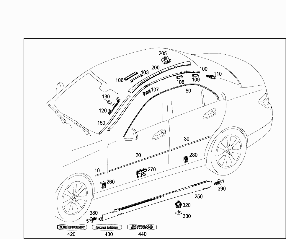 Молдинг крыла переднего левый Mercedes C-klass W204 (2007-2015)