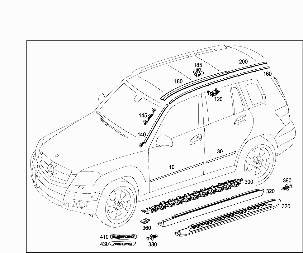 Молдинг крыши правый Mercedes GLK-klass X204 (2008-2015)