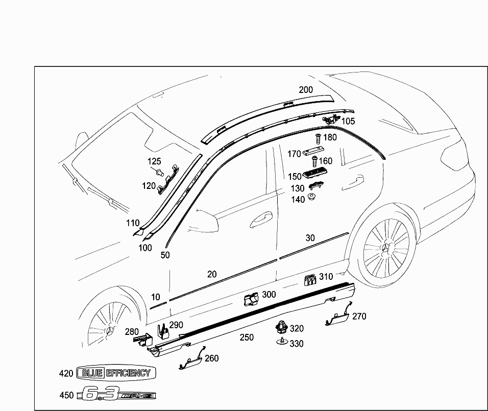 Молдинг крыши левый Mercedes E-klass W212 (2009-2016)