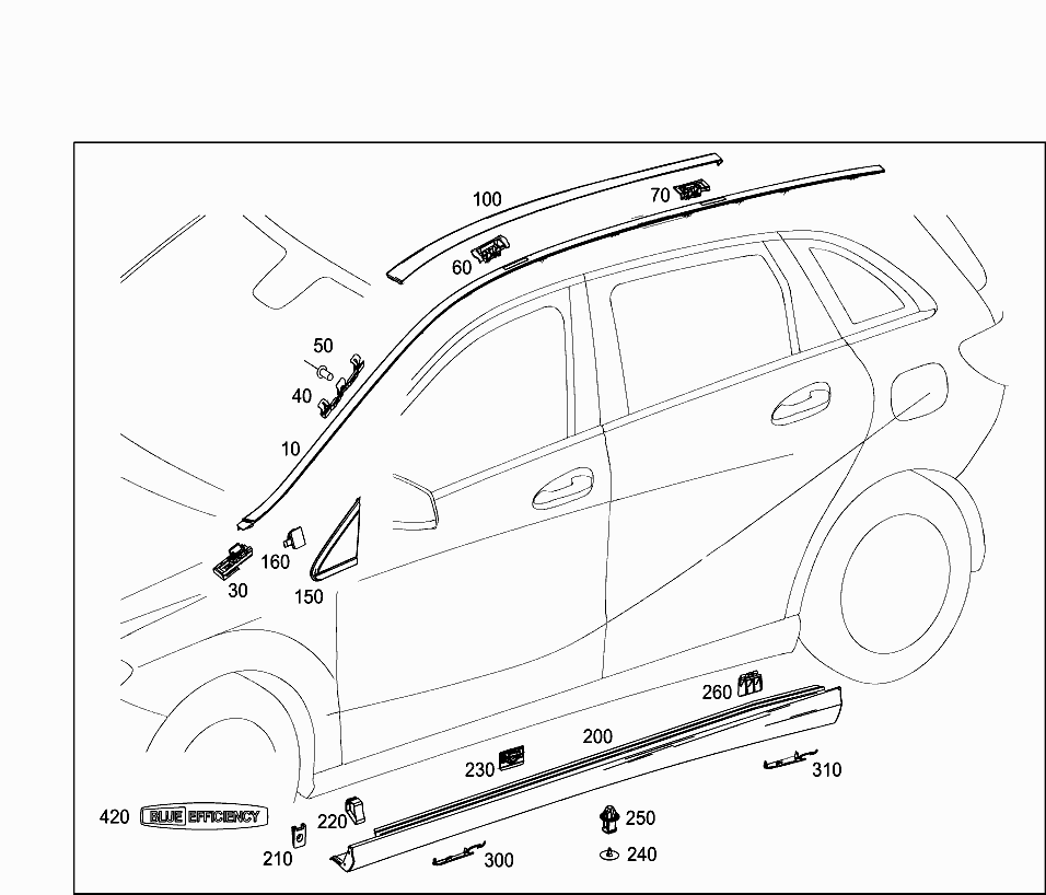 Молдинг крыши левый Mercedes B-klass W246 (2011-н.в.)