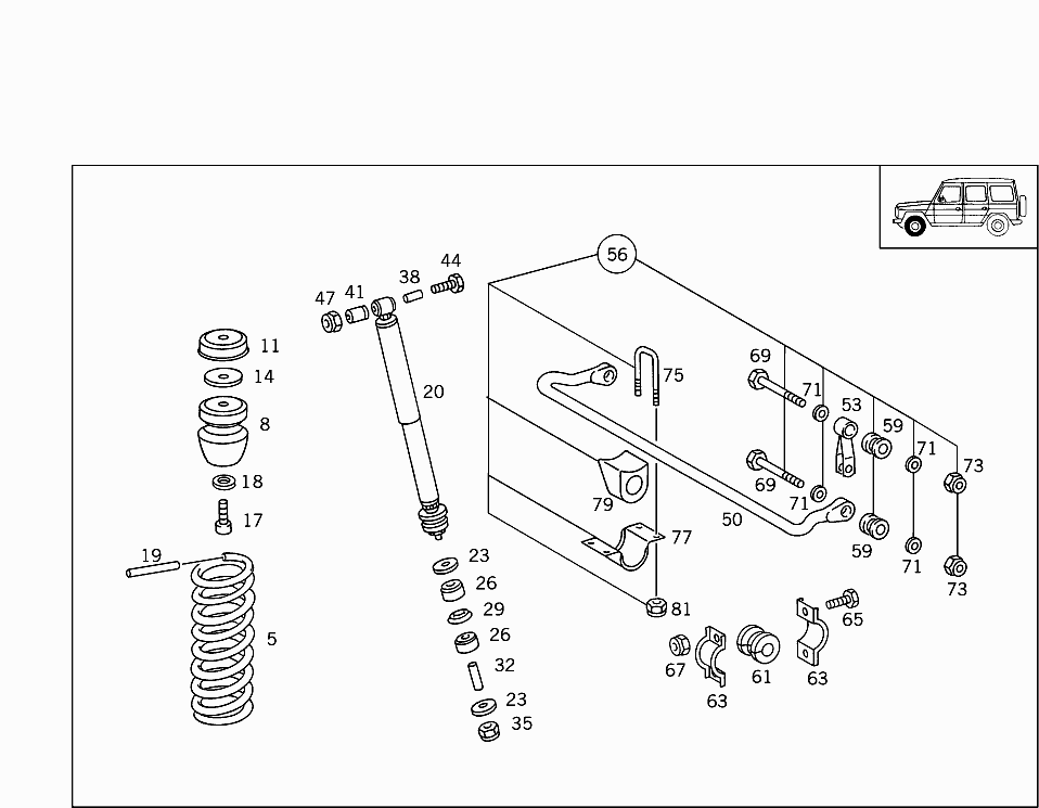 Отбойник пружины передней подвески Mercedes G-klass W463 (1999-н.в.)