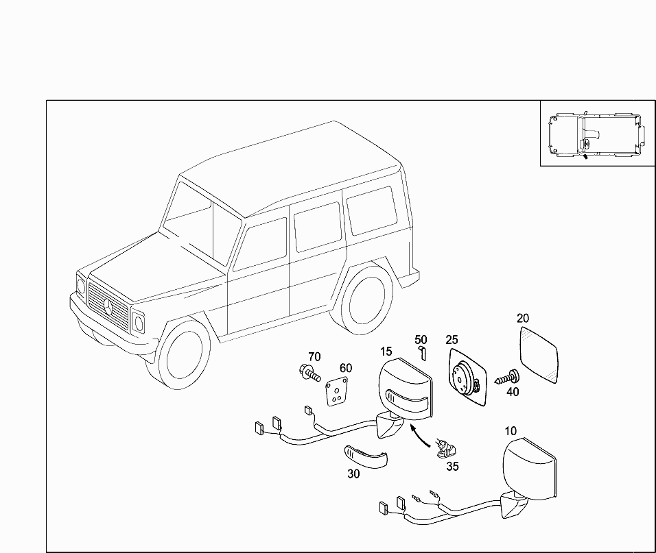 Зеркало левое в сборе Mercedes G-klass W463 (1999-2012)