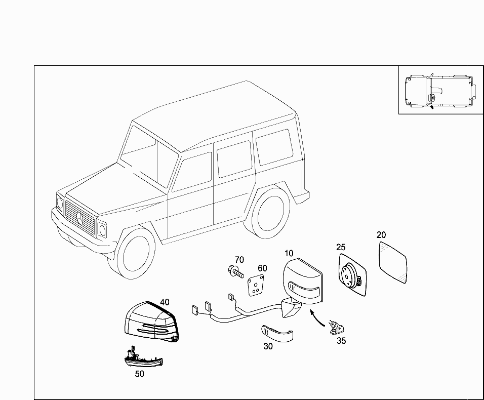 Зеркало левое в сборе Mercedes G-klass W463 (2012-2015)