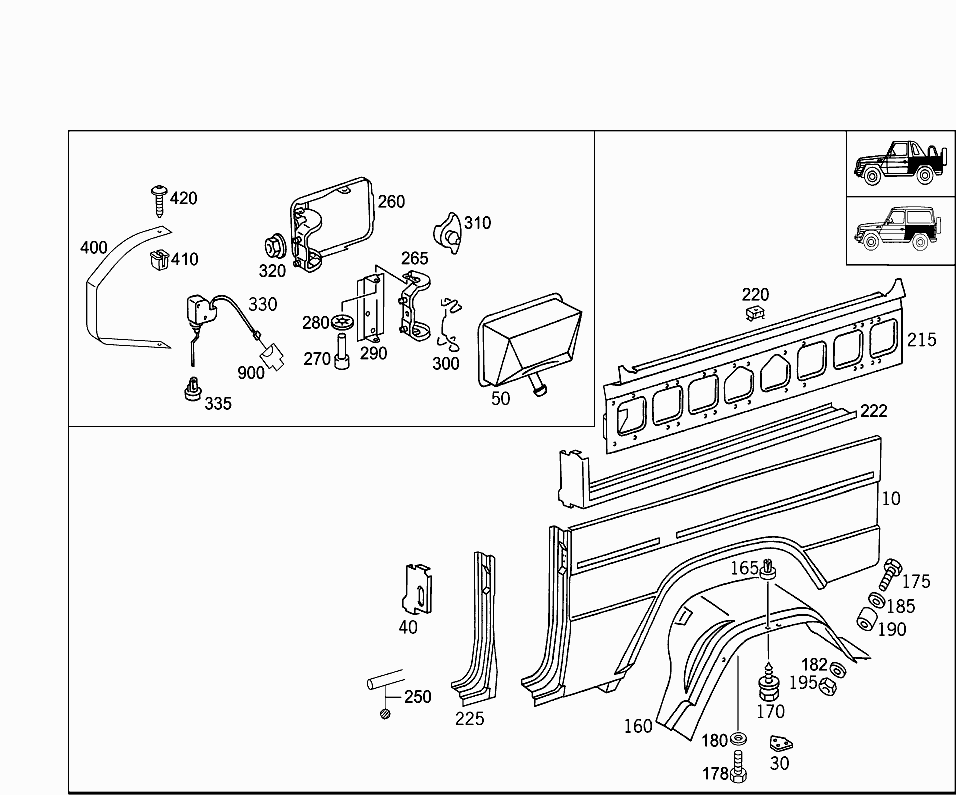 Подкрылок задний левый Mercedes G-klass W463 (1999-н.в.)