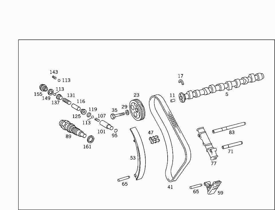 Успокоитель цепи ГРМверхний правый короткий (M628962) Mercedes G-klass W463 (1999-н.в.)