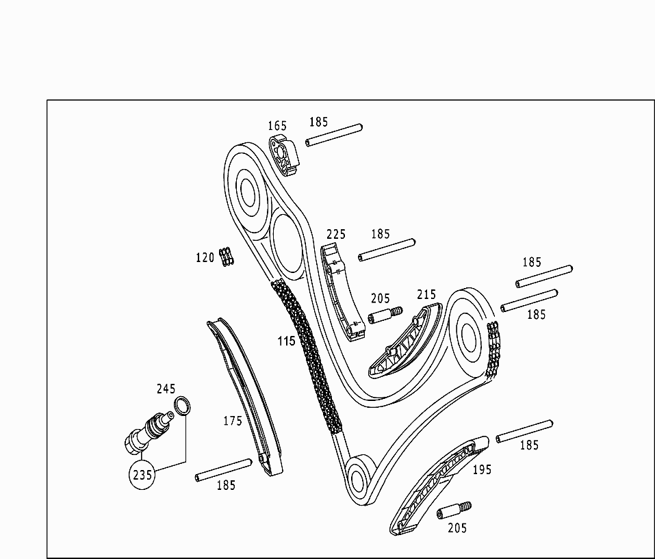 Успокоитель цепи ГРМ верхний левый (M628962) Mercedes G-klass W463 (1999-н.в.)