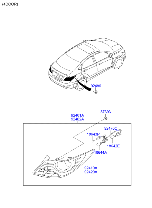 Фонарь правый Hyundai Solaris (седан) (2010-2014)