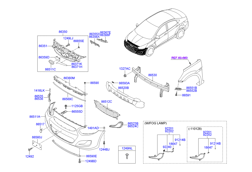 Фара противотуманная (ПТФ) левая Hyundai Solaris (2010-н.в.)