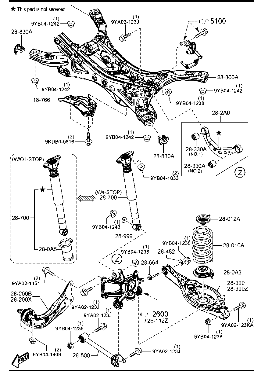 Рычаг подвески задней поперечный нижний правый Mazda 3 BM (2013-н.в.)