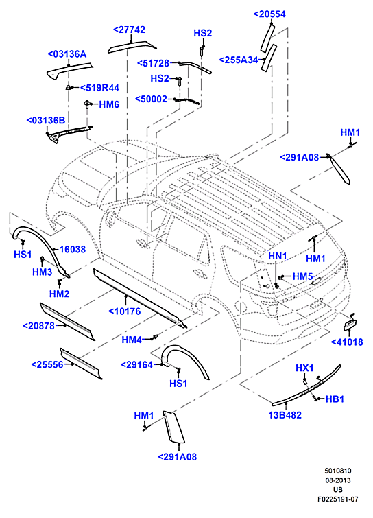 Молдинг передней двери правый Ford Explorer 5 (2011-н.в.)